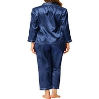 Unique Bargains ženske satenske salonke sa dugmadima na dole glatki svilenkasti Setovi pidžama