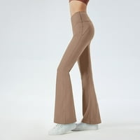 Ženske jednobojne tanke Casual pantalone visokog struka elastične elastične modne mikro proširene pantalone Crop Yoga pantalone za žene ženske pantalone za jogu