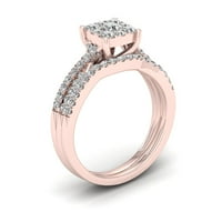 3 4ct TDW Diamond 10k klaster ružičastog zlata vjenčani prsten Set