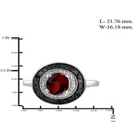 ZiwelersClub Garnet Ring Decembe Kittstone Jewelry - Carat Garnet Sterling Srebrni prsten nakit sa CTW Crno-bijeli dijamant - Greveni prstenovi sa hipoalergenijskim srebrnim bendom