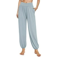 Oslinn Ženska modna moda Čvrsta struka Vježbajte gamaše Ležerne pantalone Yoga teretane Hlače pune dužine