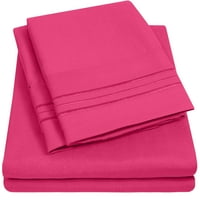 Posteljina serije Sweet Home Kolekcija-dodatni Meki džepni džepni set čaršava od mikrovlakana - Fuchsia,