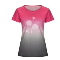 Ženski trendi kratki rukav cvjetni O vrat Casual T Shirt Tops bluza Školska košulja Dame Izlazak Plus