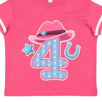 Inktastic četiri sa kaubojka šešir zvijezda i potkovice poklon za malu djecu dijete djevojka T-Shirt