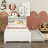 Miniyam dvostruki krevet s dvostrukim krevetom sa kosilicama i polica za knjige za dječje dječake, bijelo