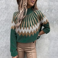 Cuekondy džemper za žene dame dolčevita Dugi rukav pulover Print labavi Casual ženski vrhovi topla trikotaža