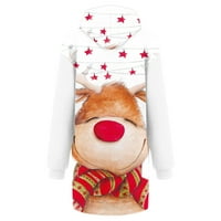 Božić Hoodies žene pulover Mini haljina slatka alpaka sob los štampane labave kapuljačom haljinu bijele XXL