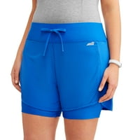 Ženska plus veličina aktivna perforirana trčanje s kratkim sa ugrađenim kompresijskim kratkim hlačama