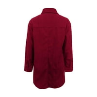 Huaai Jakne za žene Ženska labava debela košulja Corduroy rever gumb Labava jakna Ženske kapute Crveni XL