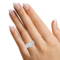 Center Round Cut Lab kreiran Moissanite Diamond pasijans zaručnički vjenčani vjenčani prsten postavljen od 14k žutog zlata -9,5