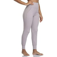 Ženske pantalone Plus Size ženske rastezljive Yoga helanke za fitnes za trčanje u teretani sportske aktivne pantalone pune dužine smanjene sive 4