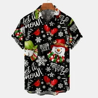 Ayolanni Hawaiian Shirt for Men Casual Buttons Božićni Print sa džepom odbijeni kratki rukav Shirt bluza