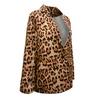 Leesechin ženski sako ležerni Dugi rukav Leopard štampanje spuštenog ovratnika modni kaput na klirensu