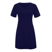 Outfmvch ljetne haljine Duga ljetna haljina kratki rukav O-izrez Čvrsta ženska labava mini haljina Ležerne