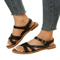 Colisha ženske casual cipele poprečna ravna sandala sandala sandale hodanje modne ljetne crne 7.5