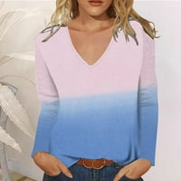 Idoravan duge rukave za žene klirens ženske Casual labave V-izrez Tie-Dye štampanje dugih rukava bluza