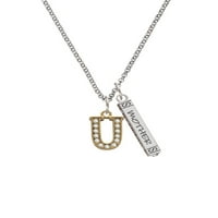 Delight Jewelry Goldtone Crystal Initial-U-Silvertone Best Friends Forever Bar Charm Ogrlica, 23