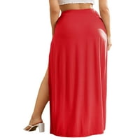 Gergngdo ženska elastična suknja za plažu visokog struka, jednobojna strana visoko podijeljena, labava, upijajuća, duga suknja za plažu