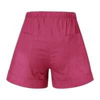Aayomet ženske kratke hlače za vježbanje elastične ženske vezice Ležerne udobne pantalone sa džepom za spajanje kratke hlače, vruće ružičaste XXL
