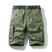 Vivianyo HD klirens pantalone za muškarce muške radne hlače Slim Fit Multi Pocket Zipper ravne noge pet pantalona, Casual vanjski sportski šorc Flash Picks Army Green