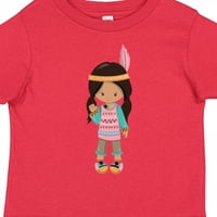 Inktastic Indijanac Djevojka, Slatka Djevojka, Smeđa Kosa Poklon Za Malu Djecu Djevojčica T-Shirt