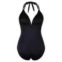 B91XZ jedno rame za žene za žene Ženske kostim bikinija Kućice bez ledenih kupaći kostim Okrugli haljina kupaći kostim crna, XL