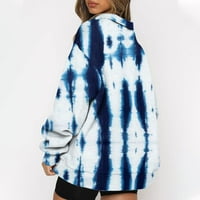 Prevelika dukserija za žene Trendy Tie Dye Grafički runo Zip Up posadni posadni posadni ležerni pulover