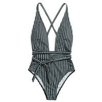 B91XZ kupaći kostimi za žene plus ženska duboka v kaiš Print bikini joga kratke hlače crna, m