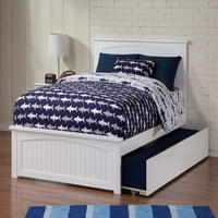 Nantucket Queen krevet na platformi sa drvenom uzglavljem za podnožje i Twin XL Trundle , bijeli
