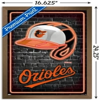 Baltimore Orioles - Neonska kaciga zidni poster, 14.725 22.375 Uramljeno