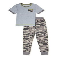 Udoban Džems Boys dres Top sa francuskim frotirnim pantalonama, 2-dijelni set pidžama, veličine 4-16