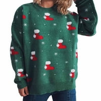 Pad džempera za žene grafički džemper s dugim rukavima božićni džemper toplo pulover Top božićne čarape