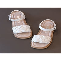 Kidske princeze cipele Ljetne ravne sandale Plaža haljina Sandale stilski Djevojka pletenica Comfort bež 11.5c