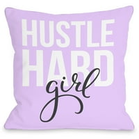 Hustle Hard Girl Jastuk za bacanje u zatvorenom bacanju od strane OneBellacasa, 18 x18