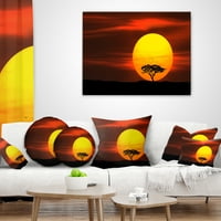 PROIZVODNJA Usamljeno drvo sa pticama na zalasku sunca - pejzažni jastuk od tiskanog bacanja - 18x18