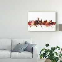 Zaštitni znak likovne umjetnosti 'Canterbury England Skyline Red' platnena Umjetnost Michaela Tompsetta