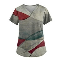 Bluze za žene odgovaraju ženskim personaliziranim tiskanim rukavima V-izrez V-izrez Radne majice Dame Top svijetlo Siva 4XL