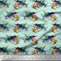 Soimoi bež baršunasti listovi tkanine, cvjetna i američka tkanina za štampanje Robin Bird by the Yard