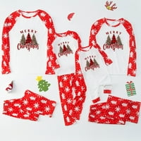 Božićna pidžama za porodicu roditelj-dijete topli Božićni Set štampana pidžama za kućnu odjeću dvodijelna mama set Crvena