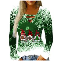 Aufmer Clearance Božić džemperi za žene dame zimski V-izrez Dugi rukav jedinstveni uzorci vrhovi snijeg