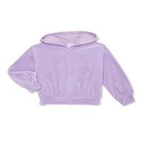 Wonder Nation Girls Velur puni zip hoodie dukserica, veličine 4- & plus