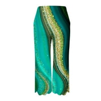 Ženski Capris za ljetni klirens Ombre Tie Dye cvjetni Print Wave Hem Stright nogavice ošišane hlače Plus