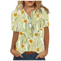 Košulje za ženske majice s kratkim rukavima, gumb za labave fit na vrhu modne ljetne majice Dressy cadulloral