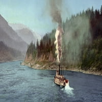 Kolumbia Riverboat, C1901. N parni brod 'Columbia' ispod kasacada, rijeka Columbia. Fotohrome, C1901. Poster Print by