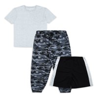 Wonder Nation Boys kratki rukav, šorc i Jogger pantalone 3-dijelni set pidžama za spavanje, veličine 4-Husky