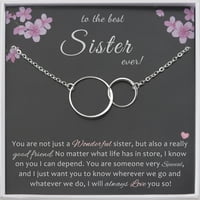 Ogrlica Anavia Sisters rođendanski poklon za stariju sestru, Sterling Silver Flat Circles sestrinska ogrlica, ogrlica dve sestre sa karticom