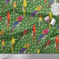 Soimoi Green Rayon tkanina Macaw Parrot ptica Ispis tkanina sa širokim dvorištem