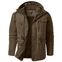 Fatuov muški poslovni ogrtač džep prevelike kapuljače sa kapuljačom zimski Dugi rukav smeđi kaput za putovanja penjanje na planinarenje XL