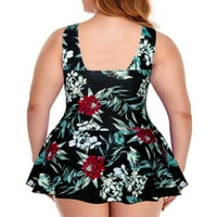 Chama Women's Plus Size Slatka Swimress Kupanje odijelo V izrez Ruched Jedan kupaći kostim