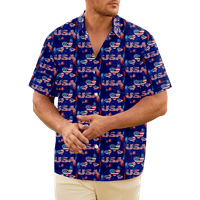 4. jula Muška havajska košulja SAD nacionalna zastava košulja ovratnik Vanjska ulica kratki rukav Print